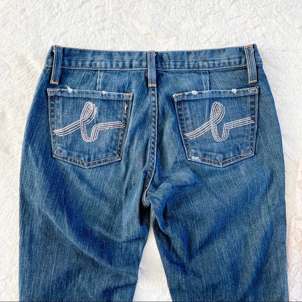 bebe Boot Cut Mid Rise Jeans Rhinestone Pockets 29 - Picture 13 of 16